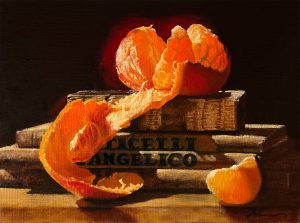 Tangerine On Old Books by Michael Lynn Adams
